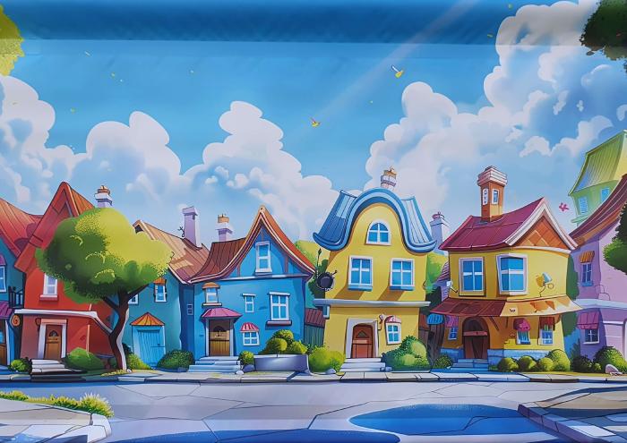 Haags Puppenbühne – Kulissenbild Stadt - Bühnenbild für das Kasperletheater - Kopie